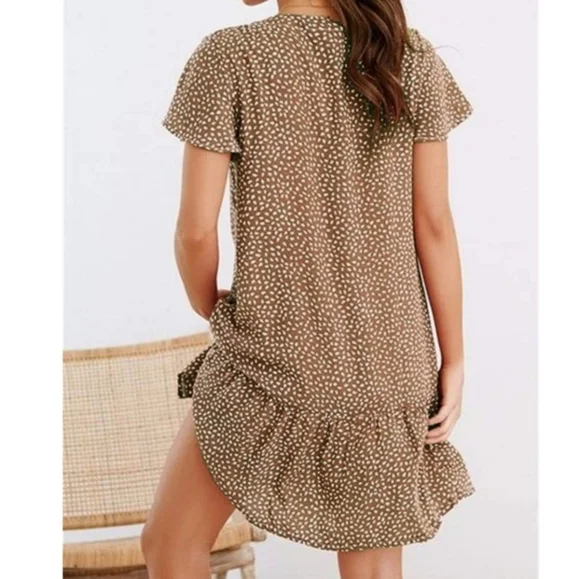 Chaunqi Button Up Ruffle Polka Dot Dress - Picture 2 of 2